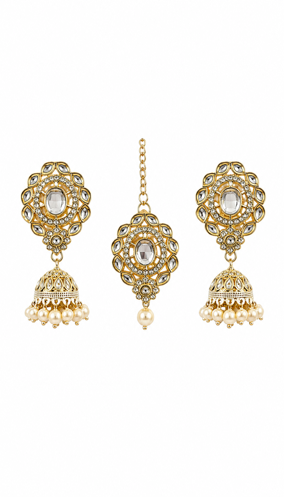 Kundan Jhumka & Maang Tikka Set 